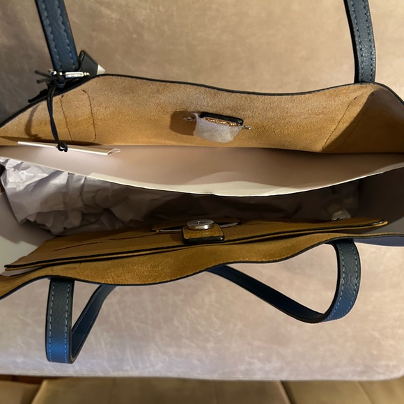 Authentic Coach blue denim leather shoulder tote bag new with tags - Picture 6 of 7